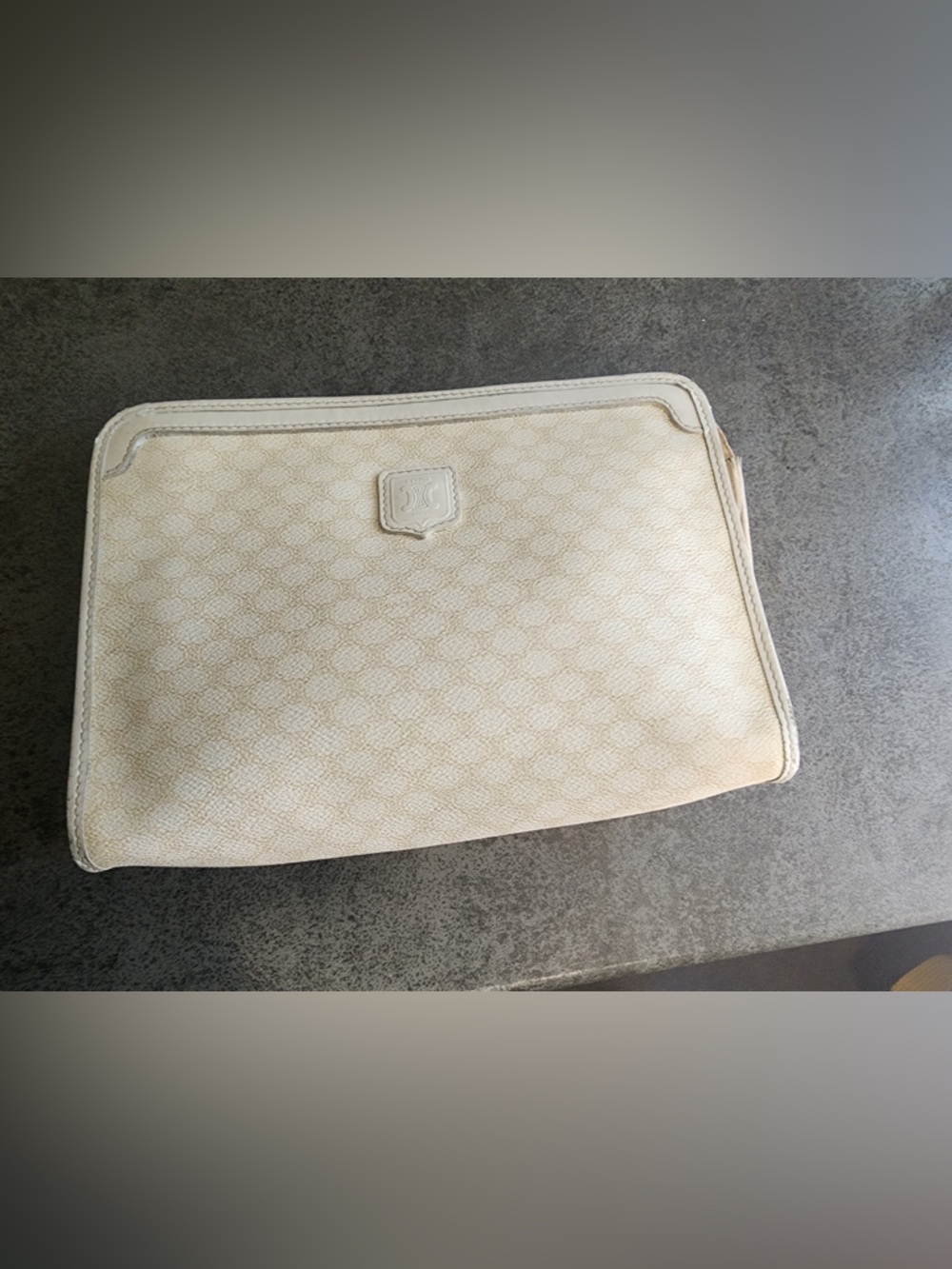 Celine Cream Patterned Wristlet Clutch
